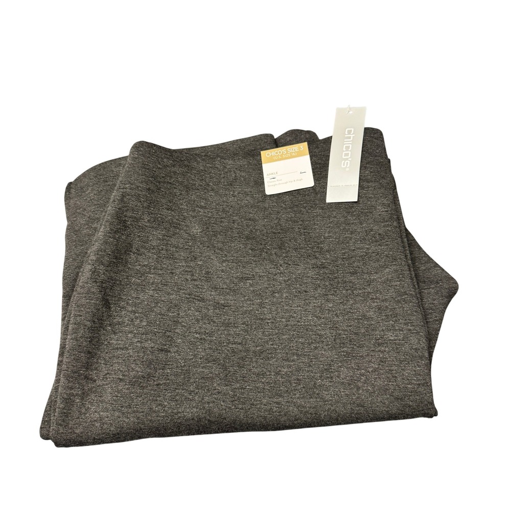 Chico's Pull On Pant Womens XL Scuba Graphite Gray Heather Weekends Comfy NEW